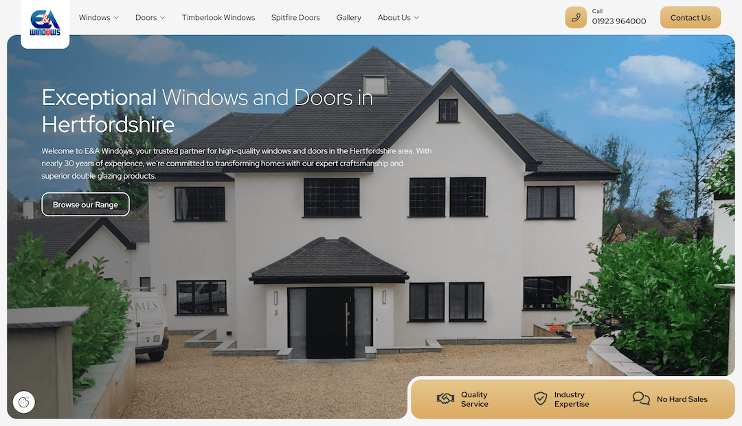 E&A Windows homepage screenshot