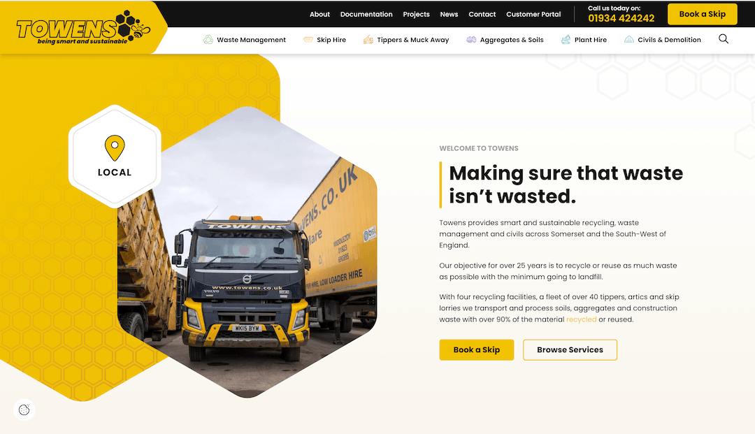 Towens homepage screenshot